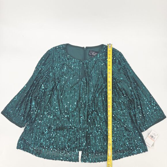 Alex Evenings Sequin Twinset Womens Size 2X Green Dance Party Glam Evening Wear - Picture 6 of 8